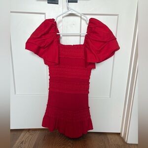 Red Ruffled Kids Casual Dress